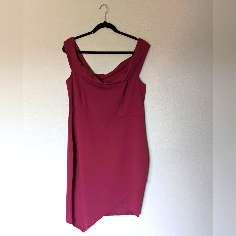 NWT Charlotte Russe Asymmetrical Wine Colored Dress Size 1X